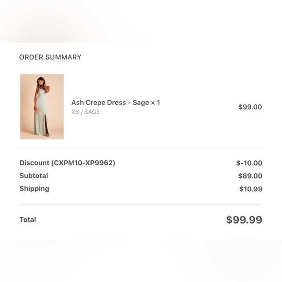 Birdy Grey Ash Crepe Dress in color Sage, size XS. Bridesmaid dress worn once. - Picture 8 of 10